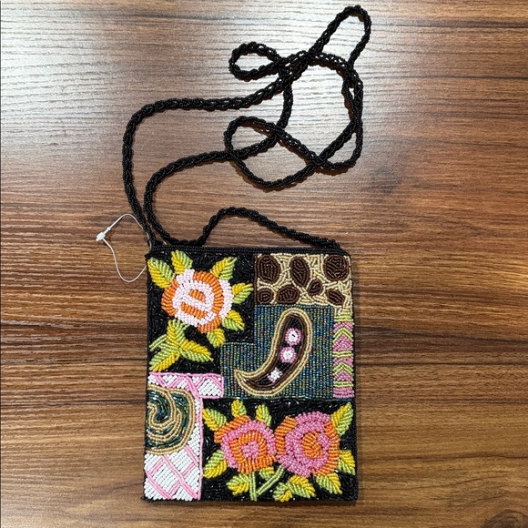 Y2K Vintage Floral Beaded Crossbody Bag - Picture 2 of 9